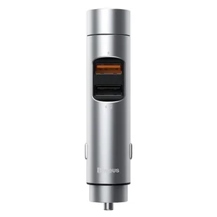 Baseus Transmiter FM Bluetooth 5.0 ładowarka samochodowa 2x USB 3 A 18 W PPS Quick Charge 3.0 AFC FCP srebrny (CCNLZ-C0S) - Transmitery FM - miniaturka - grafika 3