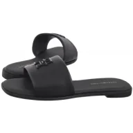 Klapki i japonki damskie - Klapki TH Logo Hardware Leather Mule Black FW0FW08806 BDS (TH1320-b) Tommy Hilfiger - miniaturka - grafika 1