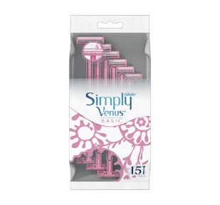 GILLETTE SIMPLY VENUS BASIC JEDNORAZOWE MASZYNKI DO GOLENIA DLA KOBIET 15 SZTUK - Maszynki do golenia i wkłady - miniaturka - grafika 1