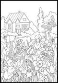 Kolorowanki, wyklejanki - Kolorowanka w formie plakatu dla dzieci i nie tylko, z piękną grafiką, ogród, format 30x40 cm - miniaturka - grafika 1