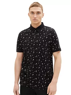 TOM TAILOR Denim Męska koszulka polo 1036404, 31914-Black White Mini Palm Paisley, XXL, 31914 - Black White Mini Palm Paisley, XXL - Koszulki męskie - miniaturka - grafika 1