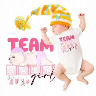 Body Dziecięce Niemowlęce Białe TEAM GIRL Wz - 80 - Body dla niemowląt - miniaturka - grafika 1