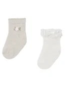 Skarpetki dla dzieci - Mayoral Zestaw 2 par wysokich skarpet dziecięcych 10655 Beżowy - miniaturka - grafika 1