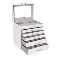 Pudła i pojemniki do przechowywania - SONGMICS Pudełko na biżuterię 30,5X21,5X31,5cm Biały - miniaturka - grafika 1