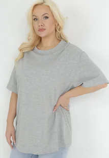 Szary Bawełniany T-shirt z Krótkim Rękawem Lutokia - Koszulki i topy damskie - miniaturka - grafika 1