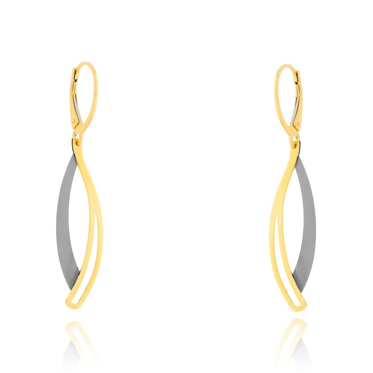 Srebrne pozłacane kolczyki z tytanem na biglu pr. 925