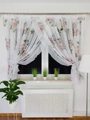 Firany - FIRANA Z ETAMINY Z FALBANKĄ I CYRKONIAMI FIRANKI DO SALONU 300X160 KWIATY - miniaturka - grafika 1