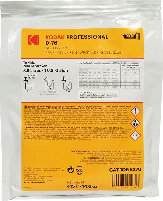 Kodak film developer D-76 3.8L powder 1058270