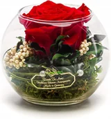 Sztuczne kwiaty - ZAKONSERWOWANA WIECZNA CZERWONA RÓŻA W SZKLE RĘCZNIE WYKONANA NA PREZENT - miniaturka - grafika 1