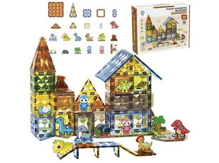 Konstrukcyjne Klocki Magnetyczne PARK DINOZAURÓW 116 El. - Klocki - miniaturka - grafika 1