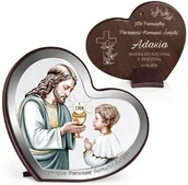 Pamiątka Pierwszej Komunii Świętej - Obrazek w kształcie serca z nadrukiem dla chłopca na I Komunię Świętą - miniaturka - grafika 1