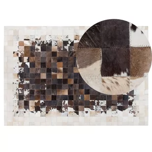 Beliani Dywan skórzany brązowo-beżowy 140 x 200 cm OKCULU - Dywany - miniaturka - grafika 1