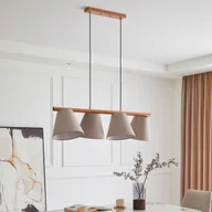 Lampy sufitowe - Lampa wisząca Lucande Jinda, drewno, Samt, szary - miniaturka - grafika 1