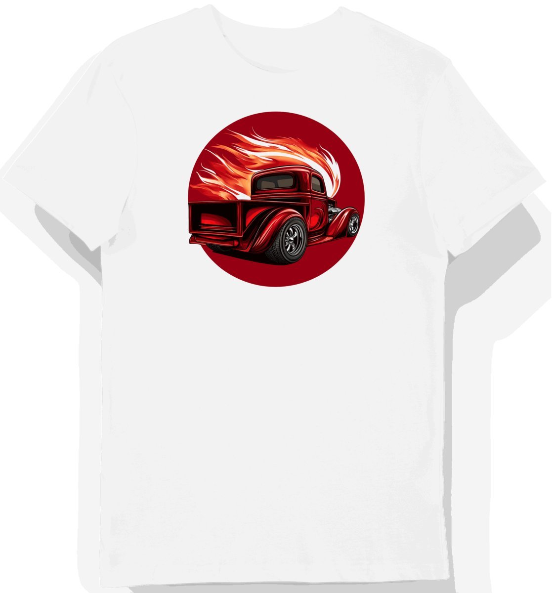 Koszulka męska biała z motywem klasycznego pojazdu 3XL