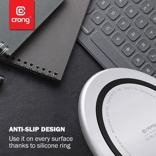 Crong Fast Wireless Charger - Bezprzewodowa ładowarka indukcyjna Qi 15W (Shadow Black) - Ładowarki do telefonów - miniaturka - grafika 2