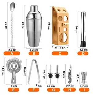 Zestaw barmański shaker do drinków BRADFORD 10 elementów - Pozostałe akcesoria barmańskie - miniaturka - grafika 1