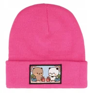 Czapki damskie - CZAPKA ZIMOWA CIEPŁA RÓŻOWA DZIECIĘCA Z MOTYWEM BUBU I DUDU MIX WZORÓW - miniaturka - grafika 1