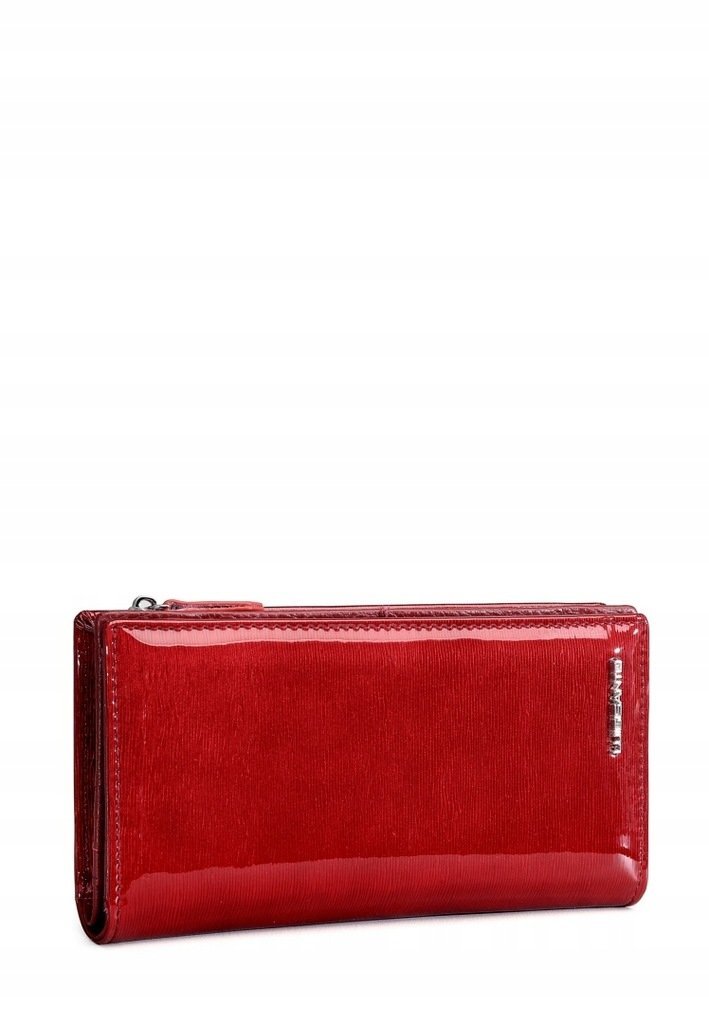 Lakierowany Czerwony Portfel damski Skóra Naturalna LUIGISANTO Na Prezent