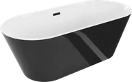 Wanny - Mexen Flavia wanna wolnostojąca 160 x 75 cm, biała/czarna, przelew czarny - 54031608075-70 - miniaturka - grafika 1