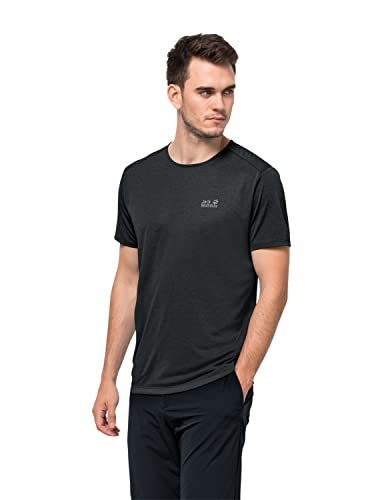 Jack Wolfskin Męski T-Shirt Pack & Go T M, Czarny, L