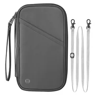 Portfele - Podróżny portfel na paszporty i dokumenty całej rodziny, lekki wodoodporny portfel z blokadą RFID, dla mężczyzn i kobiet, szary, klasyczny - miniaturka - grafika 1