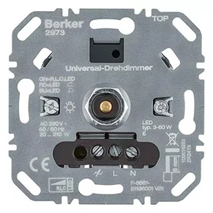 Hager one.platform Ściemniacz obrotowy uniwersalny obciążenie R/L/C 20-210 W, LED 3-60 W 2973 2973 - Wyłączniki światła i elektryczne - miniaturka - grafika 1