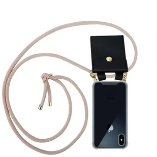 Łańcuszek Pokrowiec Do Apple iPhone X / XS w PERŁOWE RÓŻOWE ZŁOTO Etui Obudowa Case Cover Ochronny Cadorabo - Etui i futerały do telefonów - miniaturka - grafika 1