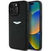 Etui i futerały do telefonów - Etui ASTON MARTIN HC Leather Victory Design do Apple iPhone 16 Pro Max Czarny - miniaturka - grafika 1
