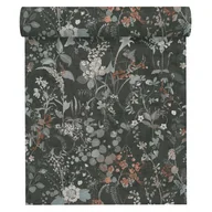 Tapety - Tapeta Kwiaty 38825-4 czarno-miętowa winylowa na flizelinie - miniaturka - grafika 1