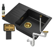 Zlewozmywaki - Granitan Zlew Granitowy Granit Argos + Syfon Kwadrat Złoty - miniaturka - grafika 1