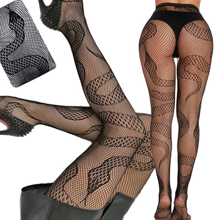 Rajstopy Wzór Węże Wąż Eleganckie Modne Wygodne Wytrzymałe Kabaretki