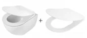 Miski WC - DEANTE CDE 6ZPW + CDE 6SOZ Peonia Miska ustępowa wisząca bez kołnierza 35,5x51cm + deska slim wolnoopadająca biała - miniaturka - grafika 1