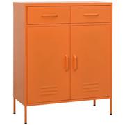 Szafki do salonu - Pomarańczowa stalowa szafka z 2 szufladami - Garu 3X - miniaturka - grafika 1