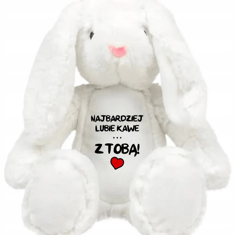 Króliczek MASKOTKA PLUSZOWA Miła w dotyku PREZENT na WALENTYNKI Różne WZORY