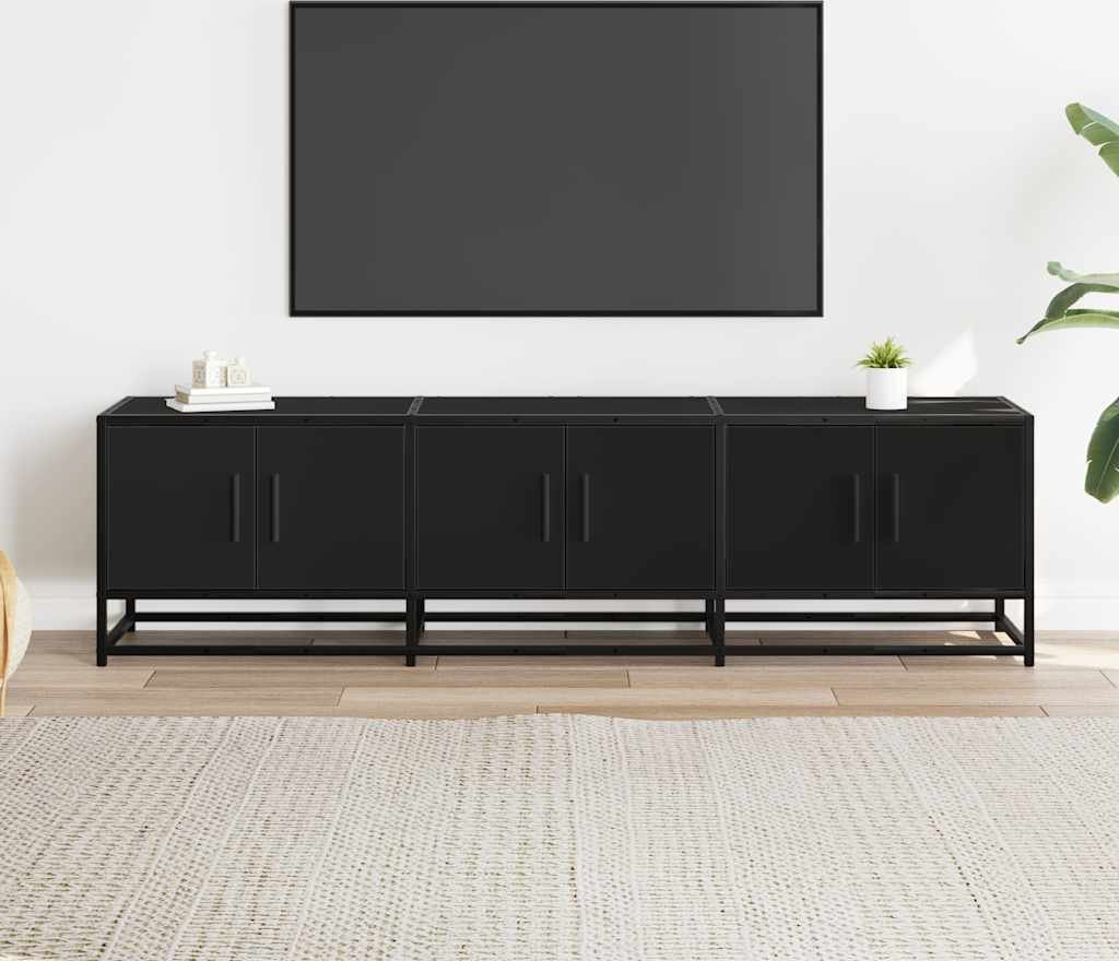 vidaXL Szafka pod TV czarna 150x35x41 cm materiał drewnopochodny i metal