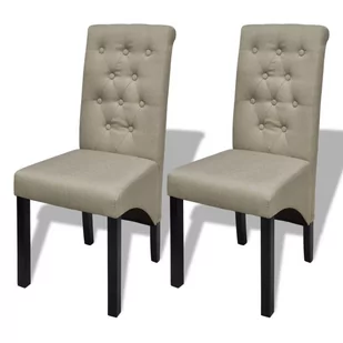 vidaXL Krzesła jadalniane, z lnianą tapicerką, beż - Krzesła - miniaturka - grafika 1