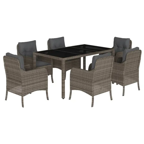 Zestaw mebli ogrodowych szary, 150 x 90 x 75 cm, rattan PE, stal malowana p