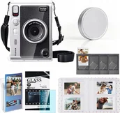 Torby fotograficzne i futerały - Zestaw 6w1 Futerał Etui + Szkło + Album 64x + Dekielek + Ramki Fuji Instax Mini Evo - Przezroczysty - miniaturka - grafika 1
