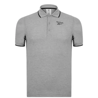Koszulki męskie - Reebok Męska koszulka polo z logo 'Identity' z lewej klatki piersiowej, czarna, XS, Czarny, M - grafika 1