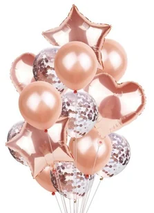 BALONY NA URODZINY ZESTAW BALONÓW MIX 14 SZT ŚLUB PARTY - Wesele i ślub - miniaturka - grafika 1