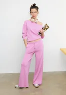 Spodnie damskie - Stradivarius Spodnie jogger palazzo z miękkim dotykiem Cukierkowy róż XL - miniaturka - grafika 1