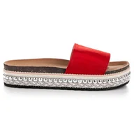 Klapki i japonki damskie - Seastar Modne klapki boho czerwone - ButyModne - miniaturka - grafika 1