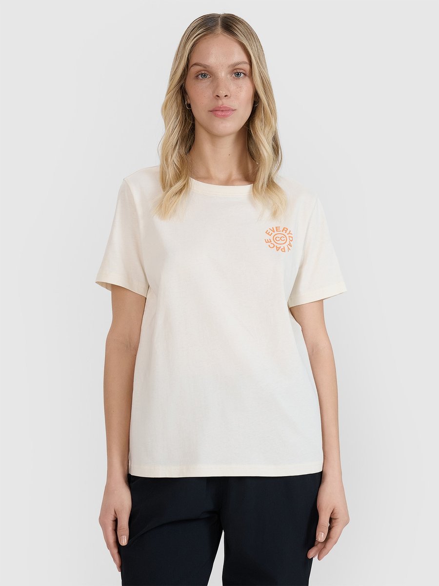 T-shirt oversize z nadrukiem damski 4F 4FWSS25TTSHF1994-11S Biały Roz. XXL