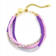 Bransoletki - Bransoletka Pozłacana Z Koralikami Fimo I Kryształkami Kolorowa Fioletowa - miniaturka - grafika 1