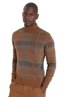 Bluzy męskie - Trendyol Męska bluza z golfem w kratę, wąska bluza, brązowa, XL, Brązowy, XL - miniaturka - grafika 1