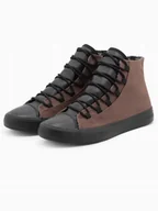Trampki męskie - Buty męskie trampki z łączonych materiałów brązowe V6 OM-FOTH-0143 41 - miniaturka - grafika 1