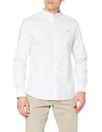 Koszule męskie - Farah Męska koszula Brewer Slim Fit Cotton Oxford Grandad Collar, biały, L - miniaturka - grafika 1