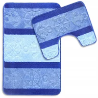 Dywaniki łazienkowe - DYWANIK ŁAZIENKOWY KOMPLET 2 SZT. ANTYPOŚLIZGOWY MIĘKKI NIEBIESKI 50X80 - miniaturka - grafika 1