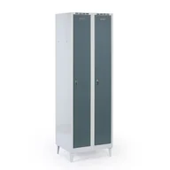 Szafki biurowe - Metalowa szafka ubraniowa na nogach, 2-drzwiowa, 1920 x 600 x 500 mm, zamek cylindryczny, drzwi ciemnoszare - miniaturka - grafika 1
