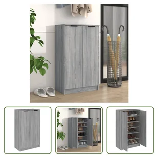 The Living Store Szafka na buty szara Sonoma 59x35x100 cm Materiał drewnopochodny - Szafki na buty - miniaturka - grafika 1